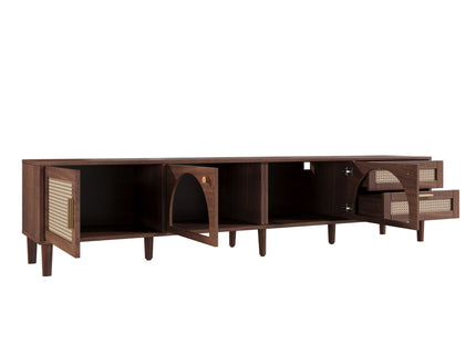 TV Stand For TVs Up To 90", Media Console With App Controlled LED Lights, 2 Drawers & Door Storage - Dark Brown