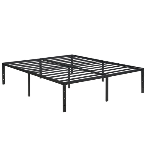 Heavy Duty Queen Size Bed Frame With Quiet Support - Black