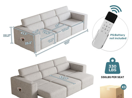 3 Seater Power Recliner Sofa With Wireless Charging And Remote Control