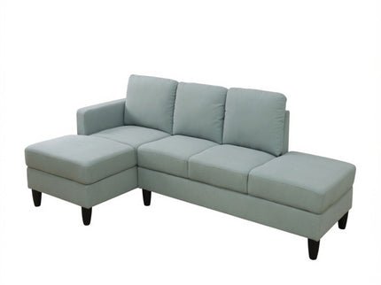 L - Shaped Sectional Sofa With Left Chaise & Ottoman - Pale Green