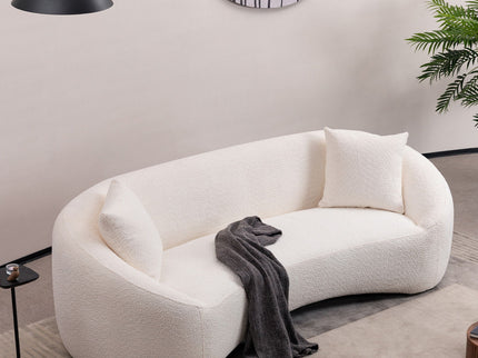 Curved 3 Seater Sofa For Living Room - White