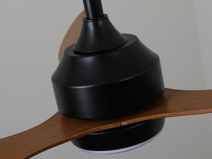 Ceiling Fan With Lights Quiet DC Motor 3 Blade Ceiling Fans 6 Speed Levels, Reversible Ceiling Fan - Matte Black / Wood