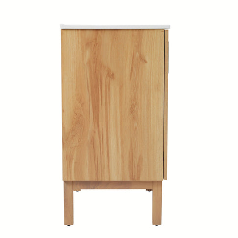 Bathroom Vanity With Ceramic Sink, Freestanding Cabinet - Antique Natural / Brown