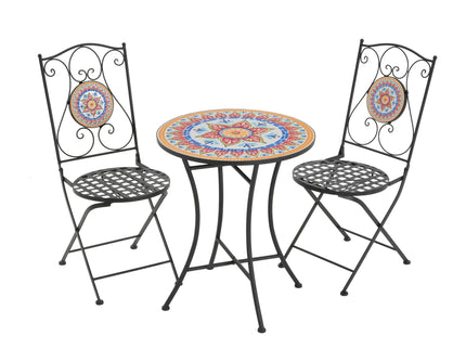 Lambert - Outdoor Chat Set - Black / Red