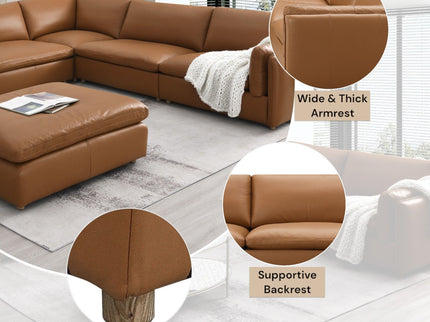 Brighton - Top Grain Modular Sectional - Brown