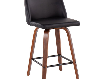 Toriano - Mid Century Modern Fixed Height Counter Stool & Square Footrest (Set of 2)