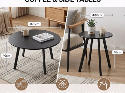 Round Nesting Coffee Table (Set of 2) - Black