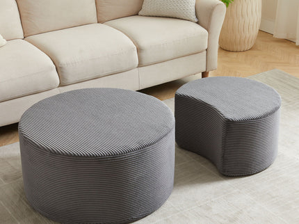 Modern Upholstered Round Coffee Table For Living Room (Set of 2)