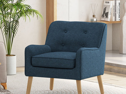 Modern Arm Chair With Tufted Back And Wooden Legs