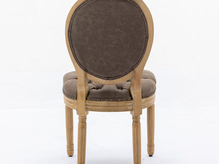 French Style Solid Wood Frame Antique Painting, Hand-Pulled Buckle Decoration Artificial Dining Chair With Nailhead Trim, Wood Legs