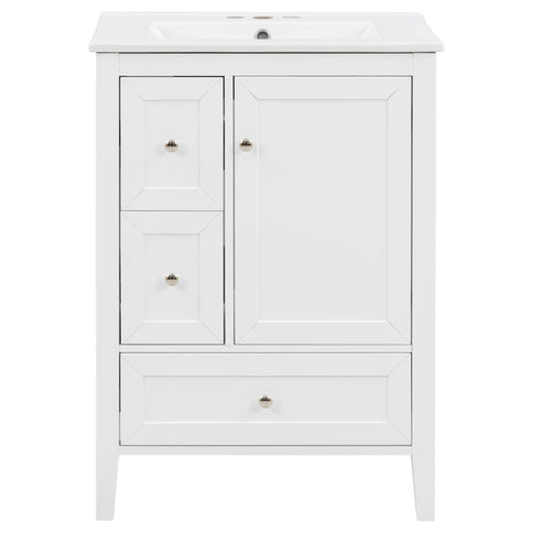 Modern Bathroom Vanity With Sink, Soft Close Drawers & Door, Storage Rack