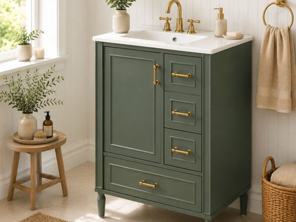 Modern Bathroom Vanity With Sink, Soft Close Doors, 3 Drawers