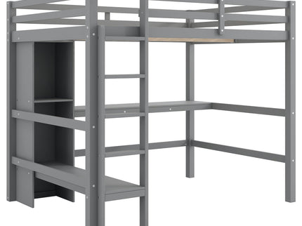 Loft Bed With Built In Desk And Multifunction Shelves