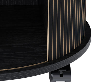Cylinder Nightstand With Charging Station & Sliding Door