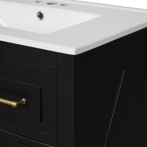 Retro Bathroom Vanity With Sink Combo, Free Standing Single Set With 3 Drawers