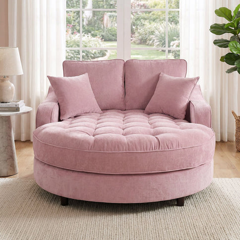 Modern Chaise Lounge Upholstered Sofa Couch With Tufted Seat And Detachable Pillows For Living Room
