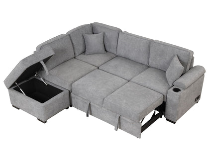 Sleeper Sofa Bed, 2 In 1 Pull Out Sofa Bed L Shape Couch With Storage Ottoman For Living Room, Bedroom Couch And Small Apartment
