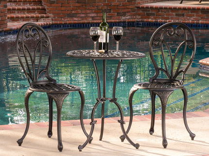 Thomas - 3 Pieces Cast Bistro Set - Black / Gold