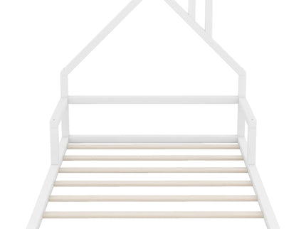 Elegant Floor Bed With House Shaped Headboard