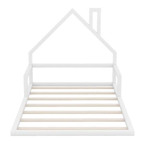 Elegant Floor Bed With House Shaped Headboard