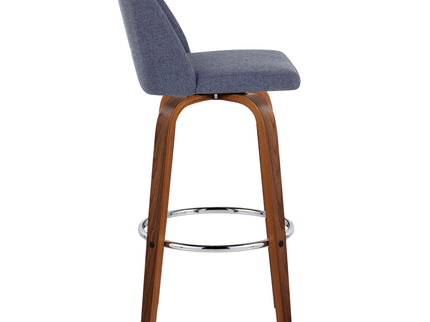 Toriano - Mid Century Modern Fixed Height, Barstool With Swivel With Round Footrest (Set of 2)