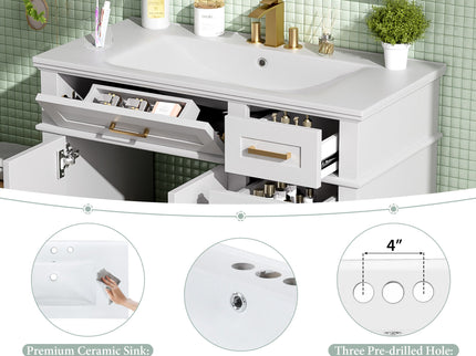 Modern Bathroom Vanity With Sink, Soft Close Doors, 4 Storage Drawers