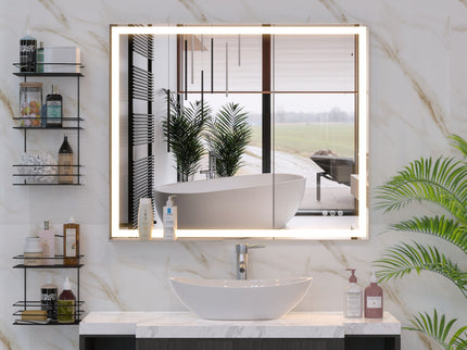 LED Bathroom Vanity Mirror Wall Mounted Adjustable / Warm / Natural Lights Anti-Fog Touch Switch With Memory Modern Smart Large Bathroom Mirrors