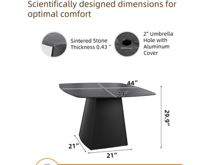 Rounded Square Outdoor Pedestal Dining Table
