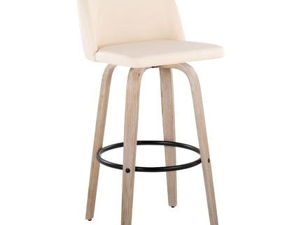 Toriano - Mid-Century Modern Fixed Height BarStool With Round Footrest (Set of 2)