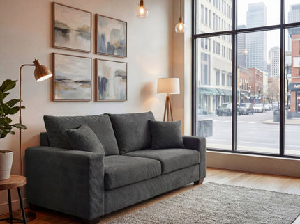 2 Seater Sofa, 2 Throw Pillows For Living Room