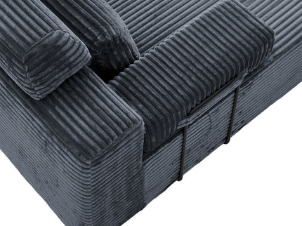 Sectional Sleeper Sofa & Storage Pockets, Modular Couch With Throw Pillows For Living Room