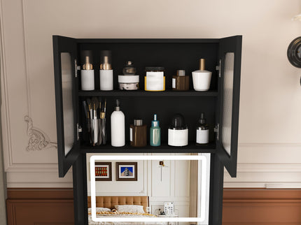 3 In 1 Vanity Table With LED Mirror & Storage Stool For Bedroom