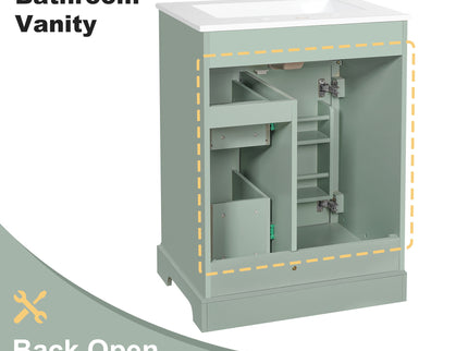 Modern Bathroom Vanity With Sink, 3 Drawers & Cabinet With 2 Tier Door Storage