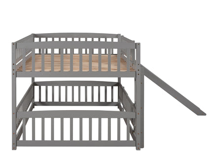 Low Bunk Bed With Slide, Fence And Ladder