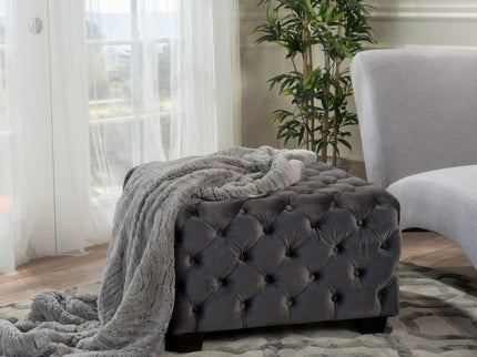 Modern Glam Ottoman With Upholstery And Button Tufted Design
