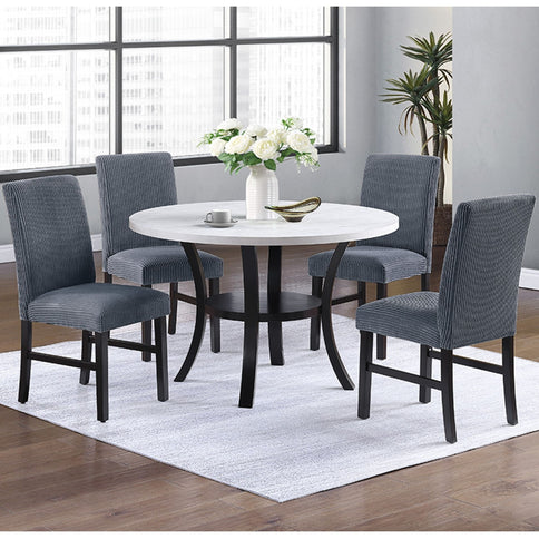 Round Dining Table With Open Bottom Shelf - Black / White