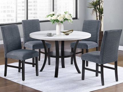 5 Piece Dining Set Chairs, Table With Lower Shelf - Black / Dark Gray / White