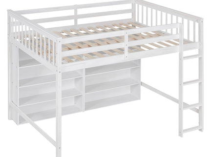Loft Bed With 8 Open Storage Shelves And Built In Ladder