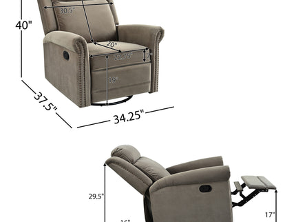 360 Degrees Swivel Recliner Manual Rocking Recliner Home With Adjustable Backrest