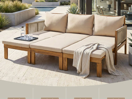 Outdoor 3 Seat Patio Sunbed