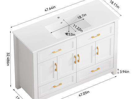 Bathroom Vanity With Sink Combo, 4 Soft Close Doors And 4 Drawers