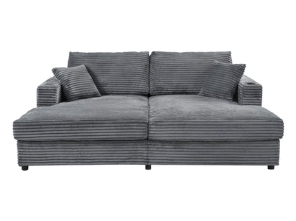 Oversized Loveseat Chaise With 2 USB Ports, 2 Cup Holders And 2 Throw Pillows