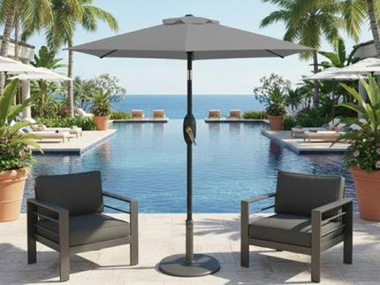 Umbrella With Crank Lift & Tilt, UV-Resistant Canopy For Patio
