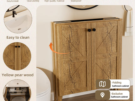 Folding Floor Cabinet With Ceramic Sink, Space Saving