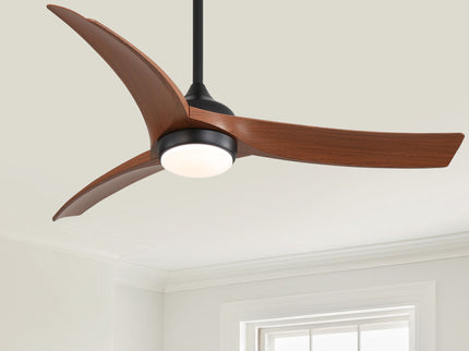 Ceiling Fan With 3 Blades, Remote Control Reversible DC Motor, Dimmable Light, And 1H / 4H / 8H Timer - Black