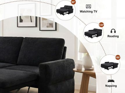 Convertible Sofa Bed Loveseat With Adjustable Backrest And USB Ports
