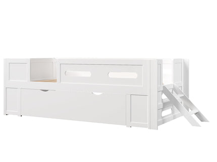 Platform Bed With Guardrail And Drawer