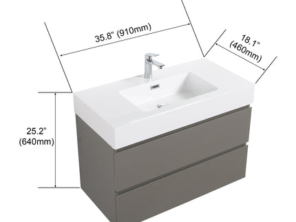 Alice - Bathroom Vanity With Sink, Large Storage Wall Mounted Floating Bathroom Vanity For Modern Bathroom, One-Piece Sink Basin Without Drain And Faucet