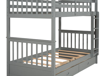 Bunk Bed With Ladders And 2 Storage Drawers