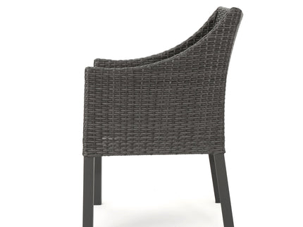 Outdoor Rattan Dining Chair With Straight Legs And Sloped Arms (Sey of 2)